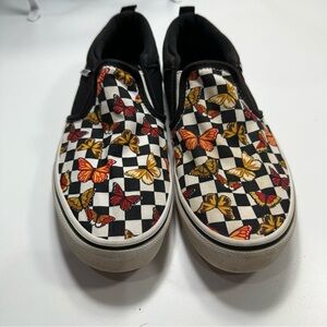 Vans Kids Black and White Butterfly Slip-On Sneakers